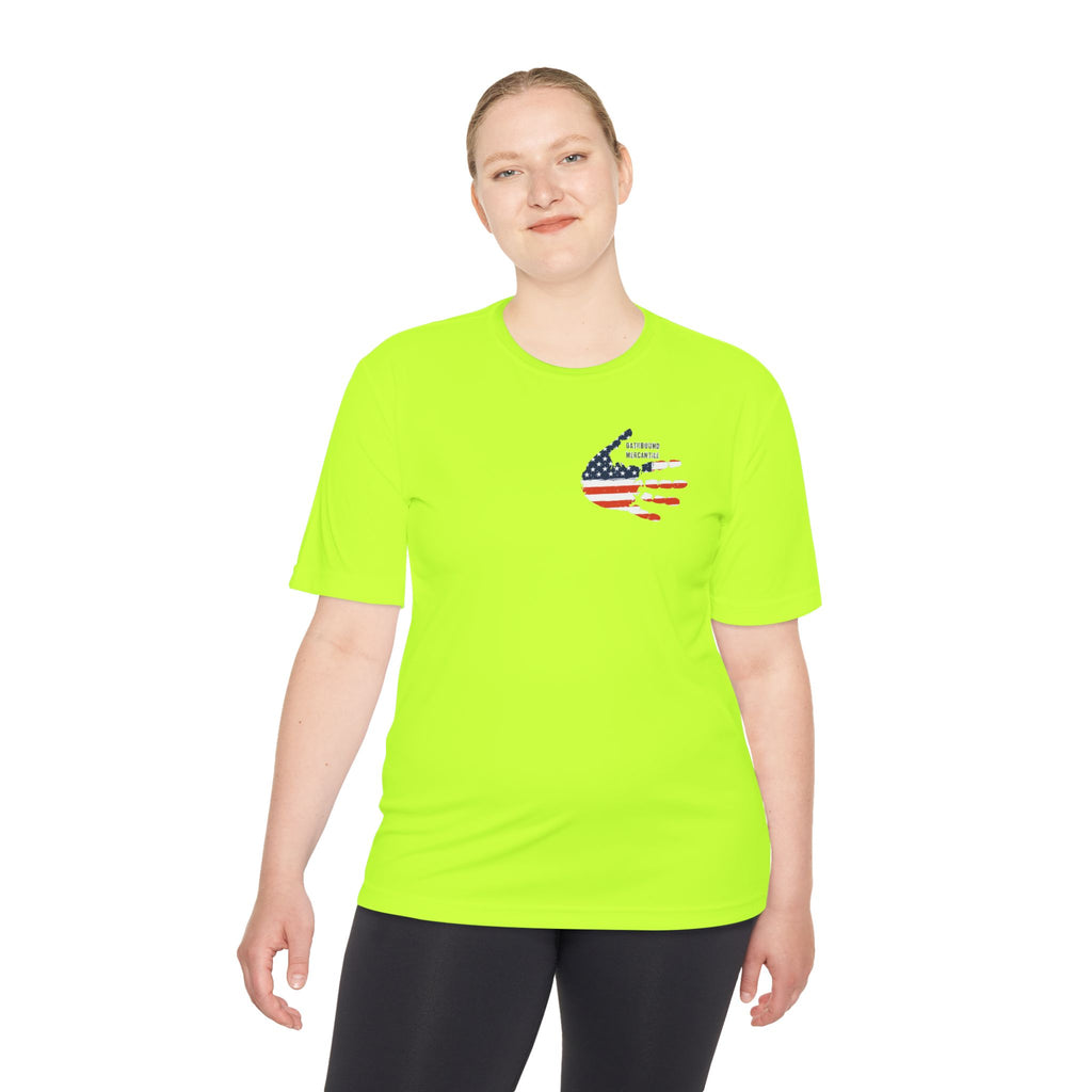 American Flag Hand Tee — Patriotic Moisture‑Wicking Shirt