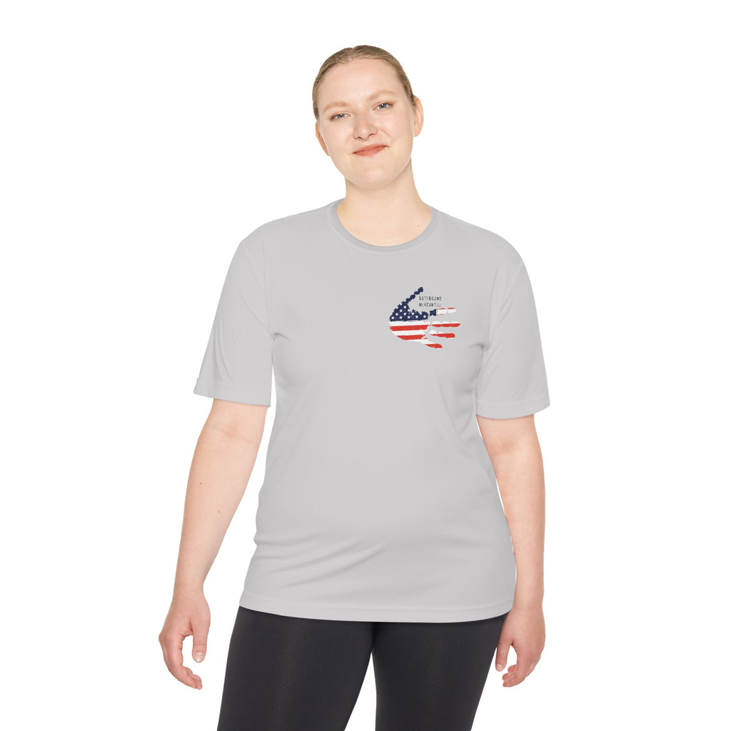 American Flag Hand Tee — Patriotic Moisture‑Wicking Shirt