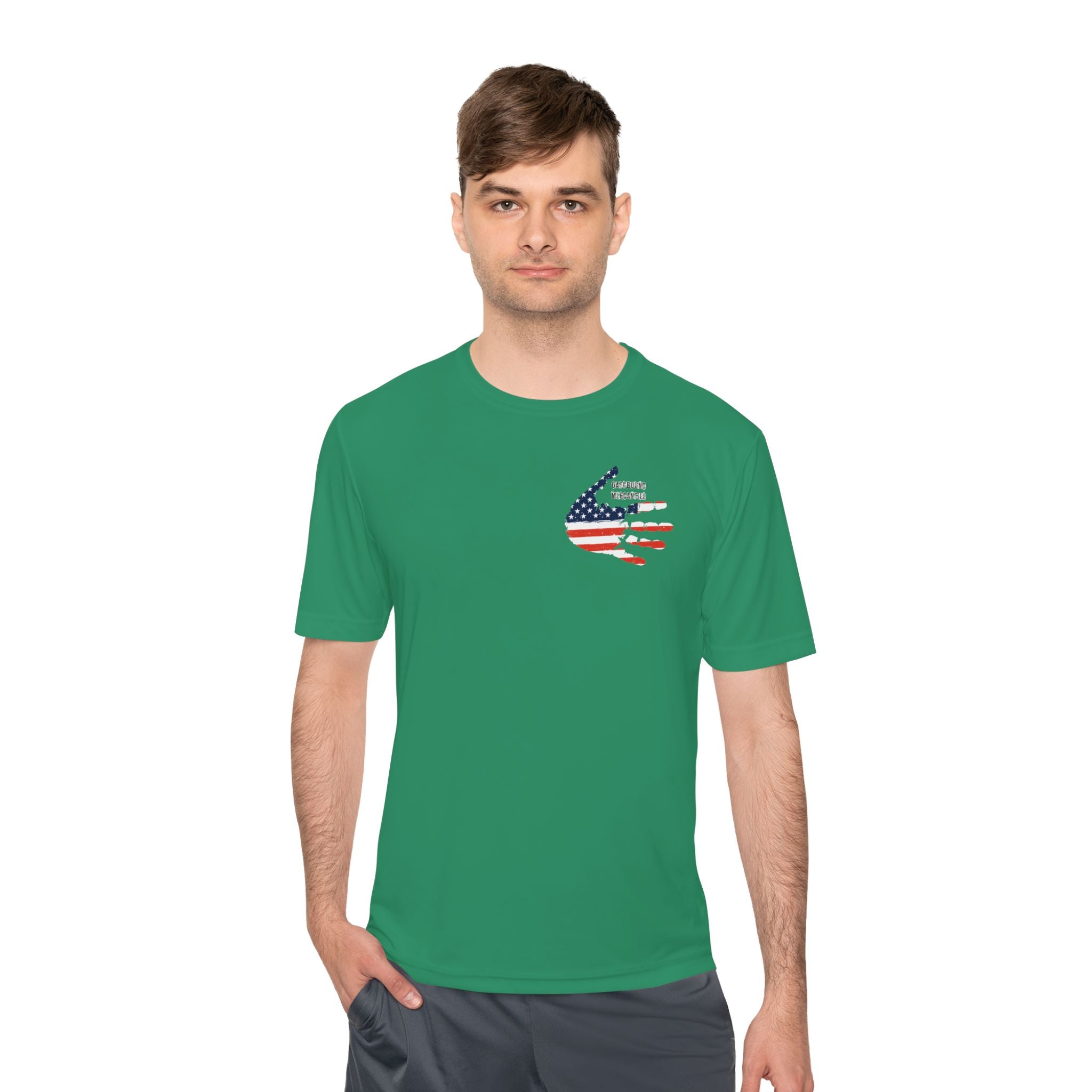 American Flag Hand Tee — Patriotic Moisture‑Wicking Shirt