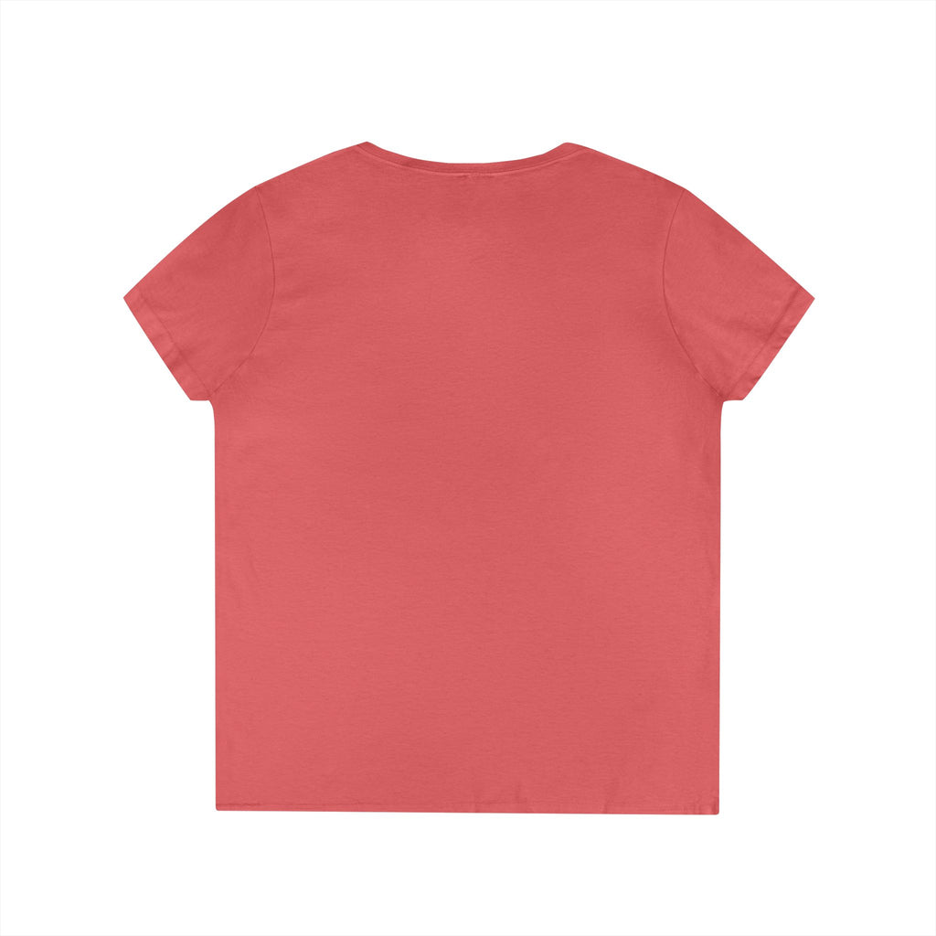 Women's V-Neck Tee - Small American Flag Hand Graphic, Patriotic Fourth of July Shirt