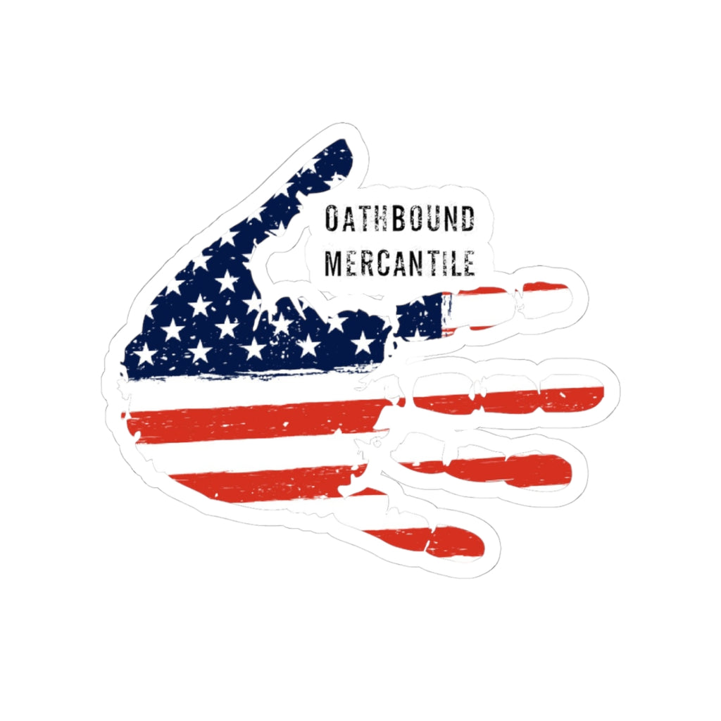 American Flag Hand Kiss-Cut Sticker — Oathbound Mercantile Patriotic Decal