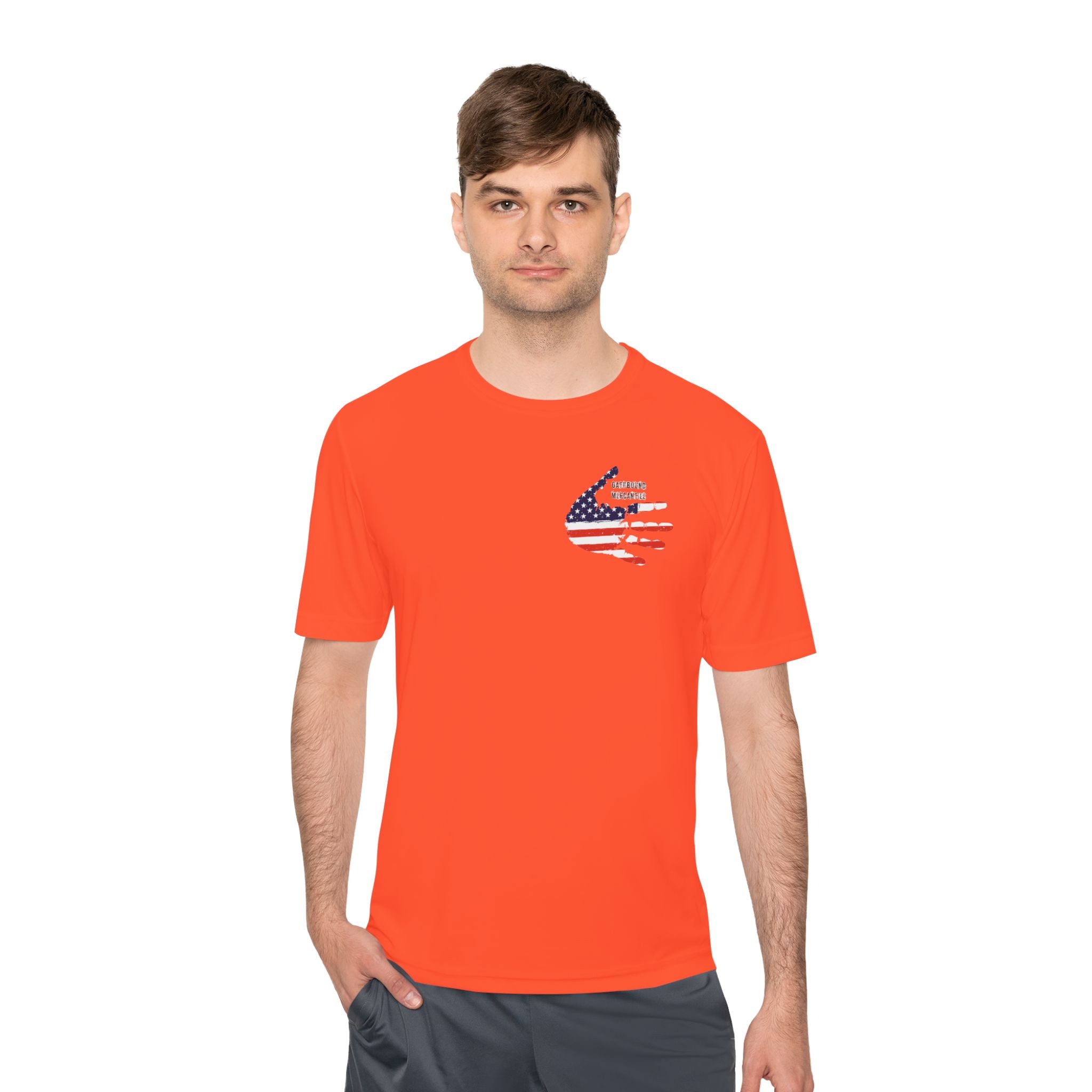 American Flag Hand Tee — Patriotic Moisture‑Wicking Shirt