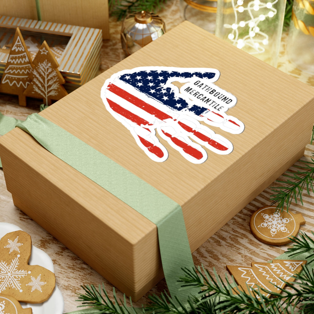 American Flag Hand Kiss-Cut Sticker — Oathbound Mercantile Patriotic Decal