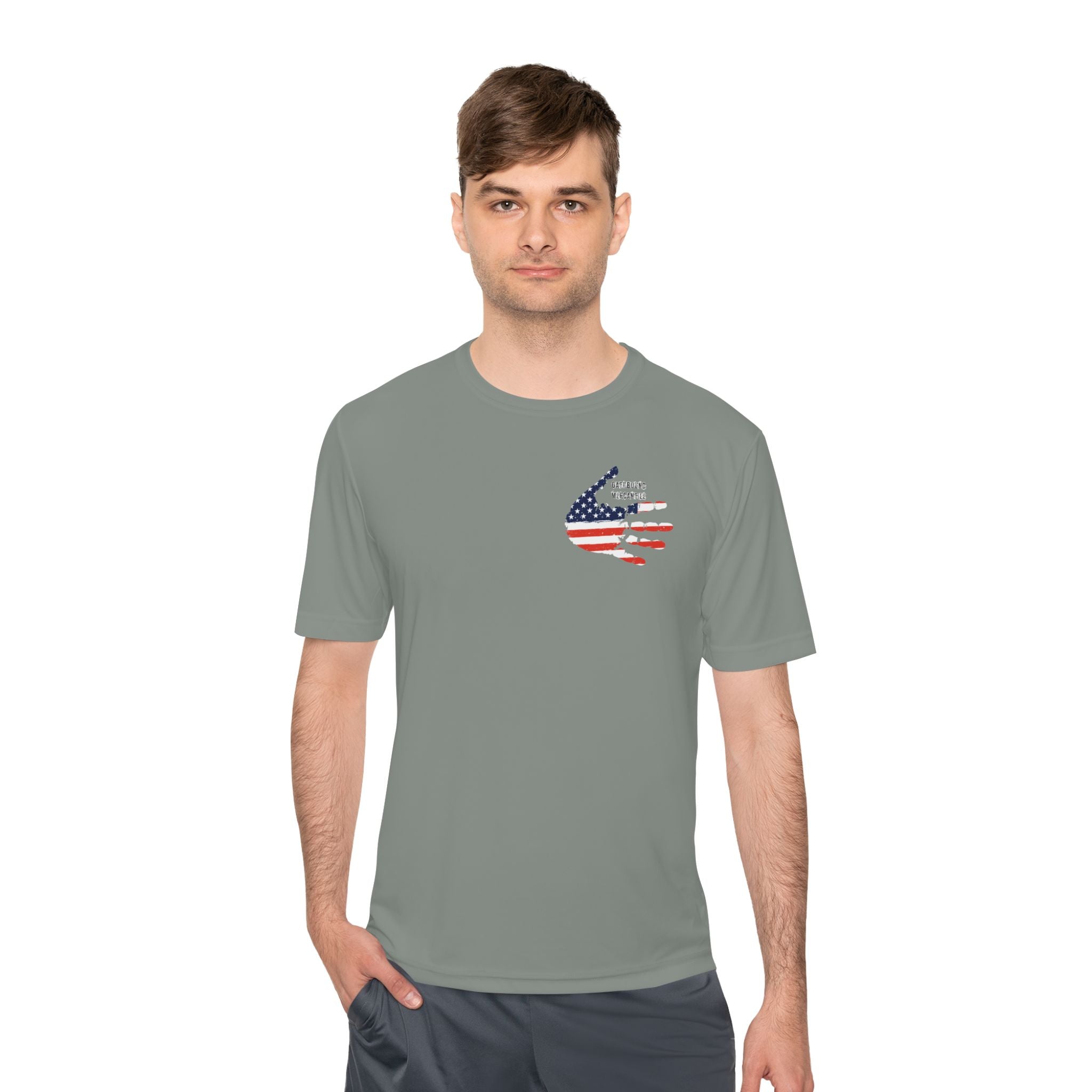American Flag Hand Tee — Patriotic Moisture‑Wicking Shirt