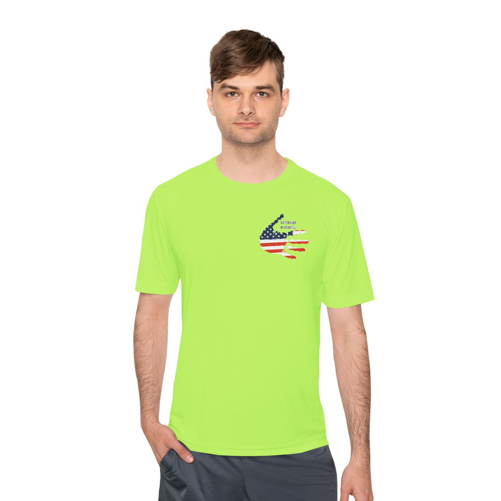 American Flag Hand Tee — Patriotic Moisture‑Wicking Shirt