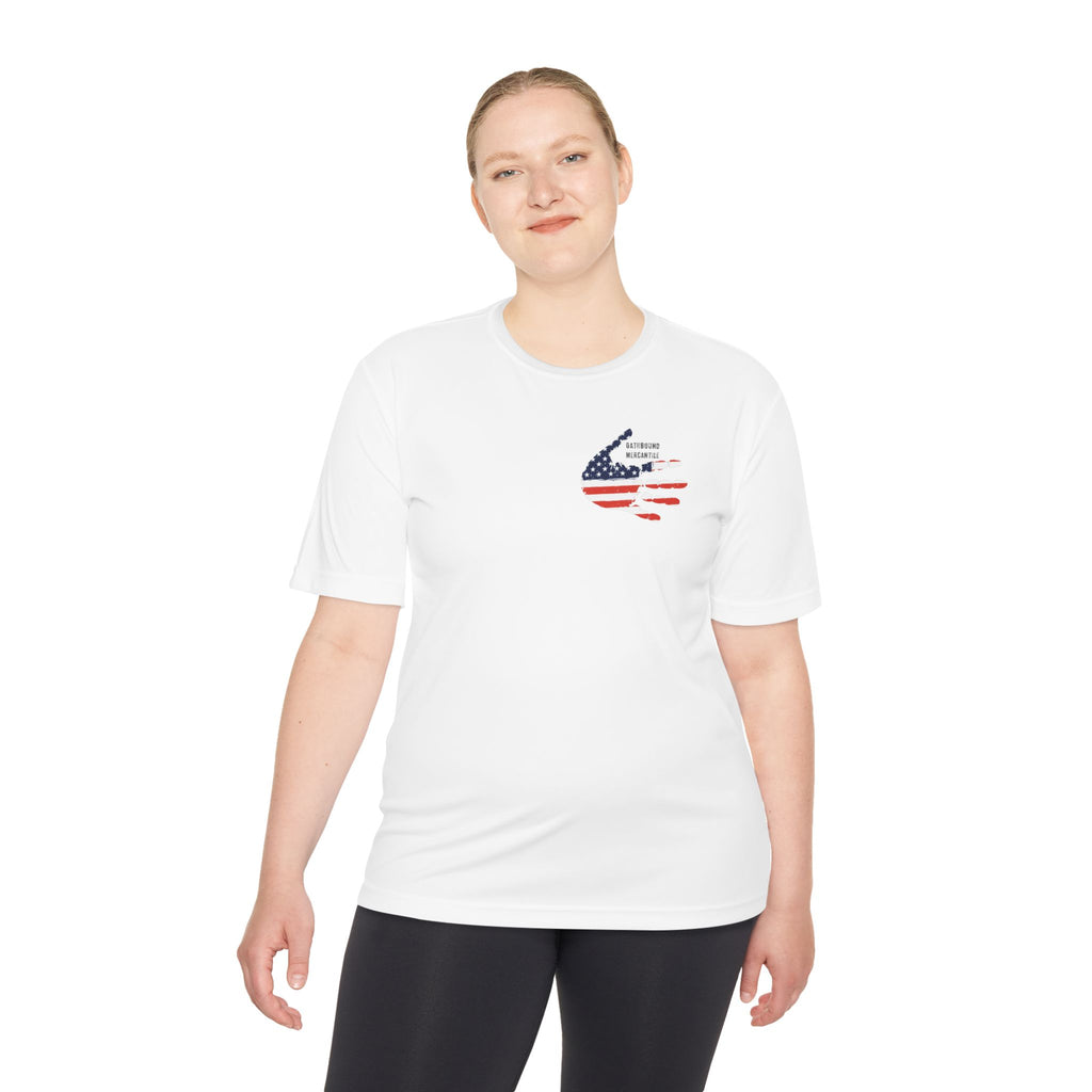 American Flag Hand Tee — Patriotic Moisture‑Wicking Shirt
