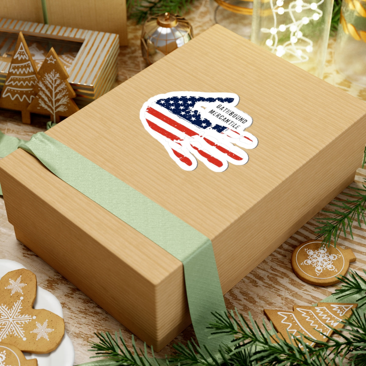 American Flag Hand Kiss-Cut Sticker — Oathbound Mercantile Patriotic Decal