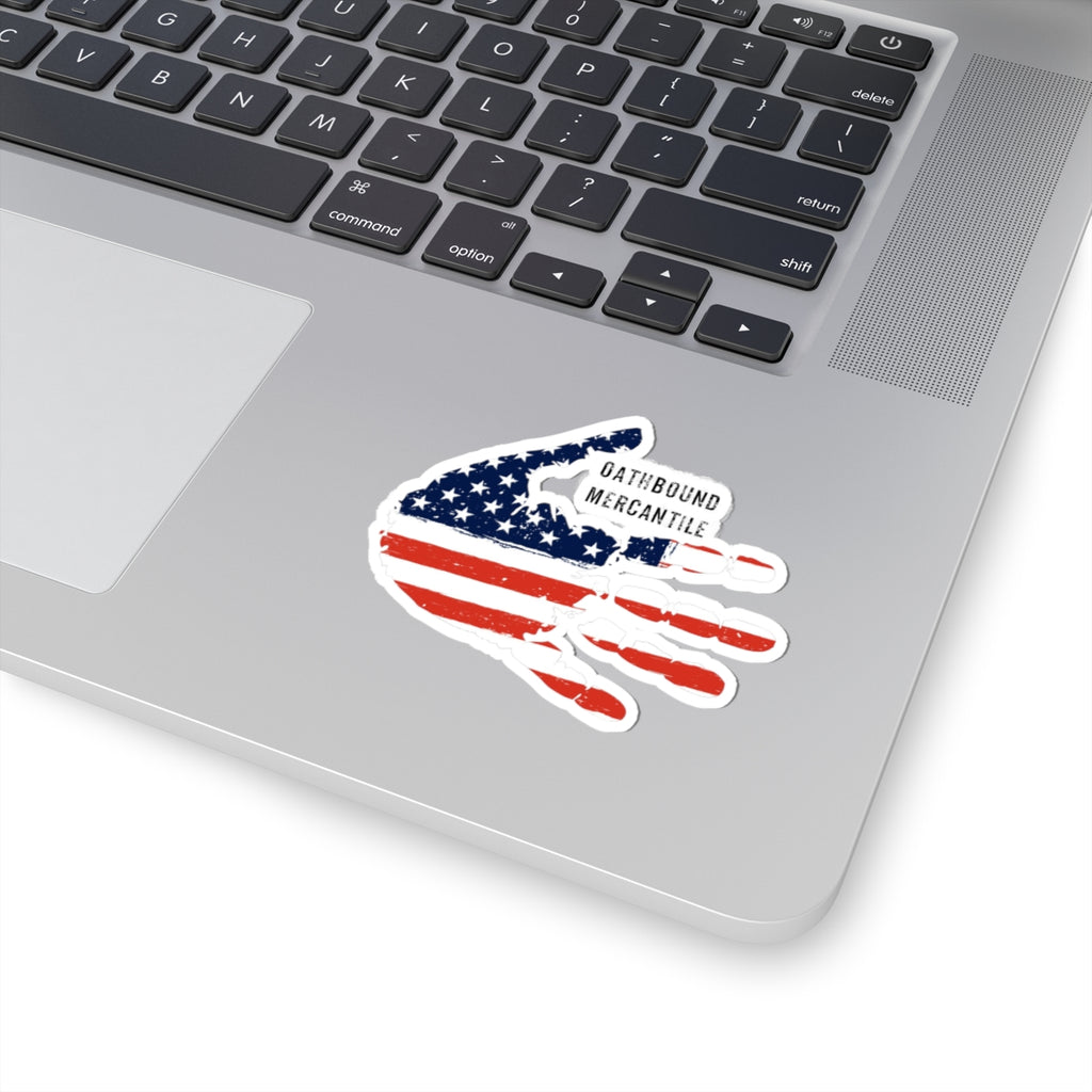 American Flag Hand Kiss-Cut Sticker — Oathbound Mercantile Patriotic Decal