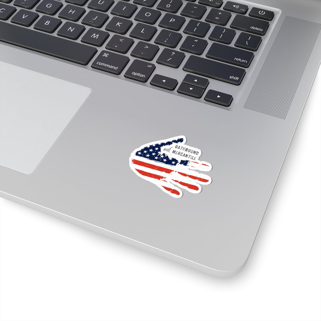 American Flag Hand Kiss-Cut Sticker — Oathbound Mercantile Patriotic Decal